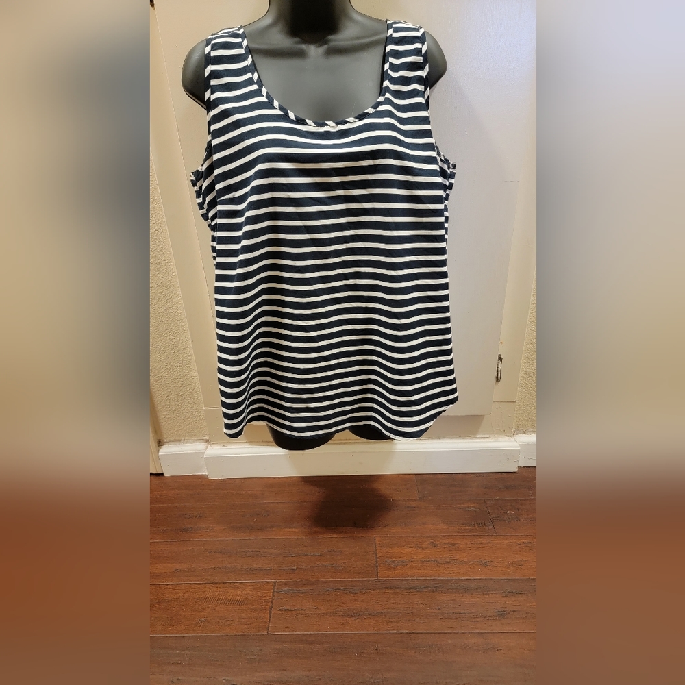 Faded glory tank top. Blue and white stripes. Size xl (16-18)